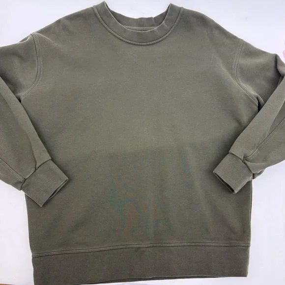 Lululemon Perfectly Oversized Crew Crewneck Sweatshirt Cotton Terry Army Green - Picture 6 of 9
